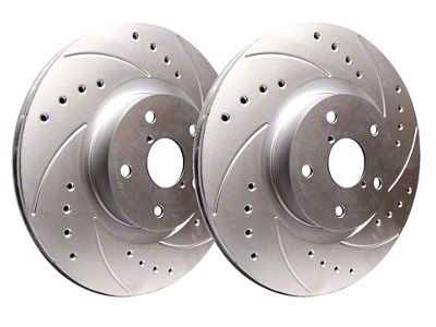 SP Performance Cross-Drilled and Slotted 5-Lug Rotors with Silver ZRC Coating; Front Pair (07-21 Tundra)