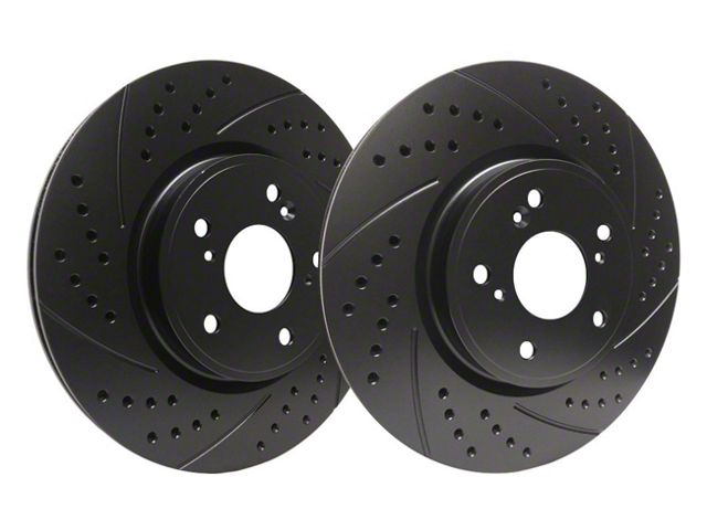 SP Performance Double Drilled and Slotted 5-Lug Rotors with Black ZRC Coated; Front Pair (07-21 Tundra)