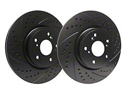 SP Performance Double Drilled and Slotted 5-Lug Rotors with Black ZRC Coated; Rear Pair (07-21 Tundra)
