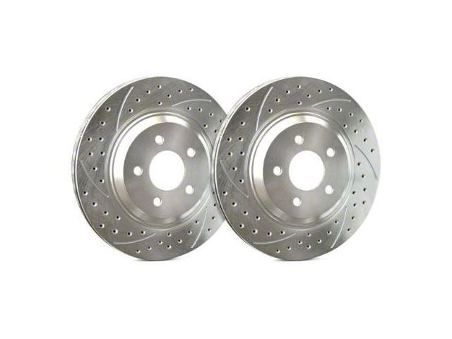 SP Performance Double Drilled and Slotted 5-Lug Rotors with Silver ZRC Coated; Rear Pair (07-21 Tundra)