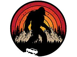 Sasquatch Bronco Vintage Retro Spare Tire Cover; Black (21-24 Bronco)