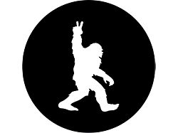 Bigfoot or Sasquatch Peace Out Spare Tire Cover; Black (76-18 Jeep CJ7, Wrangler YJ, TJ & JK)