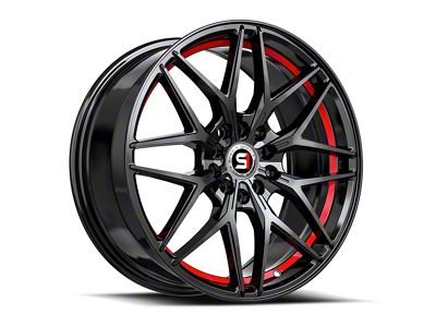 Spec-1 SP-60 Gloss Black and Red Undercut 5-Lug Wheel; 17x7.5; 42mm Offset (21-24 Bronco Sport)