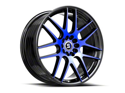 Spec-1 SP-65 Gloss Black and Blue Machined 5-Lug Wheel; 17x8; 42mm Offset (21-24 Bronco Sport)