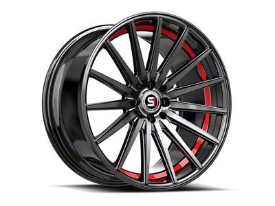 Spec-1 SP-69 Gloss Black and Red Undercut 5-Lug Wheel; 17x7.5; 42mm Offset (21-24 Bronco Sport)