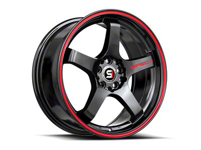 Spec-1 SPT-31 Gloss Black and Red Line 5-Lug Wheel; 17x7.5; 42mm Offset (21-25 Bronco Sport)