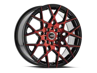 Spec-1 SP-52 Gloss Black and Red Machined Wheel; 17x7.5; 42mm Offset (84-01 Jeep Cherokee XJ)