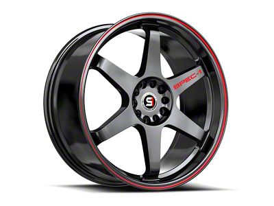 Spec-1 SPT-33 Gloss Black and Red Line Wheel; 17x8; 38mm Offset (84-01 Jeep Cherokee XJ)