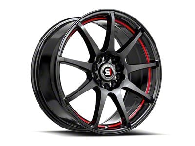 Spec-1 SP-67 Gloss Black and Red Line Wheel; 17x7; 42mm Offset (93-98 Jeep Grand Cherokee ZJ)