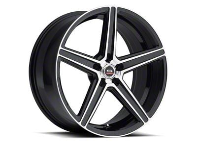 Spec-1 SP-8 Gloss Black and Machined Wheel; 22x9; 32mm Offset (87-95 Jeep Wrangler YJ)