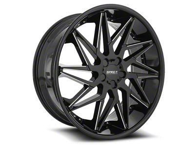 Spec-1 SPL-003 Gloss Black and Milled 5-Lug Wheel; 24x9; 35mm Offset (05-15 Tacoma)