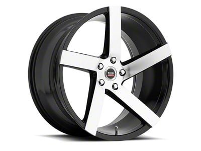 Spec-1 SPM-80 Gloss Black and Machined 5-Lug Wheel; 22x9; 32mm Offset (05-15 Tacoma)