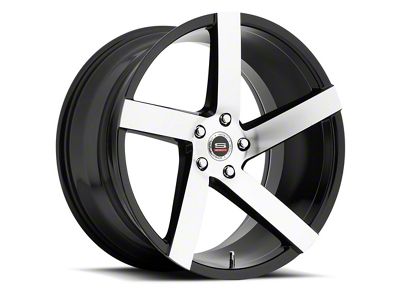 Spec-1 SPM-80 Gloss Black and Machined 5-Lug Wheel; 22x9; 35mm Offset (05-15 Tacoma)