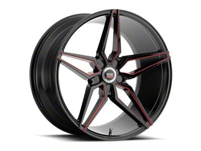 Spec-1 SPM-81 Gloss Black and Red Machined 5-Lug Wheel; 22x9; 38mm Offset (05-15 Tacoma)