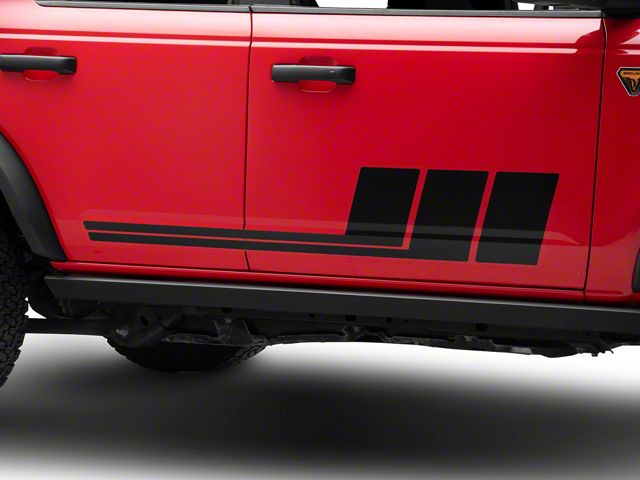 SEC10 Side Stripes; Gloss Black (21-24 Bronco)