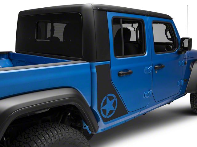 SEC10 Side Panel Star Decal; Matte Black (20-24 Jeep Gladiator JT)