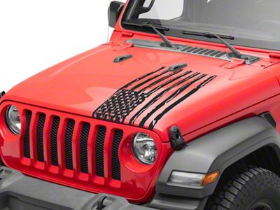 SEC10 Half Hood Flag Decal; Matte Black (18-24 Jeep Wrangler JL)