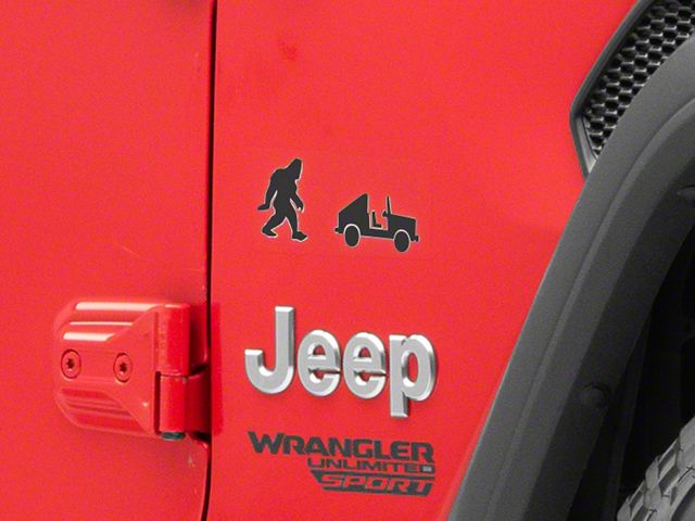 SEC10 Sasquatch and Vehicle Silhouette Decal; Gloss Black (Universal; Some Adaptation May Be Required)