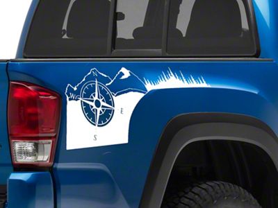 SEC10 Rear Bed Compass Decal; White (05-24 Tacoma)
