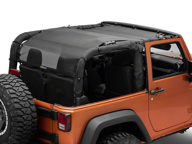 SpiderWeb Shade Extended Trail Mesh ShadeTop; Black (07-18 Jeep Wrangler JK 2-Door)