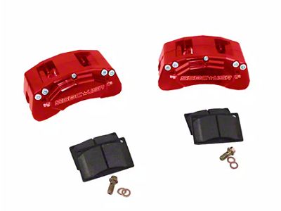 SSBC-USA M4-Moab Rear 4-Piston Caliper and Performance Brake Pad Upgrade Kit; Red Calipers (20-24 Jeep Gladiator JT)