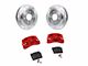 SSBC-USA M4-Moab Rear 4-Piston Caliper and Performance Brake Pad Upgrade Kit with Cross-Drilled Slotted Rotors; Red Calipers (20-24 Jeep Gladiator JT)