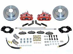 SSBC-USA Rear Disc Brake Conversion Kit with Built-In Parking Brake Assembly and Vented Rotors; Red Calipers (87-89 Jeep Wrangler YJ)