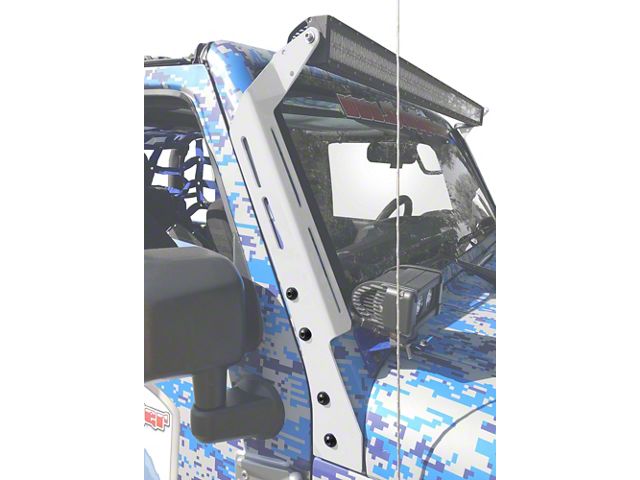 Steinjager A-Pillar LED Light Mount Brackets; Cloud White (07-18 Jeep Wrangler JK)