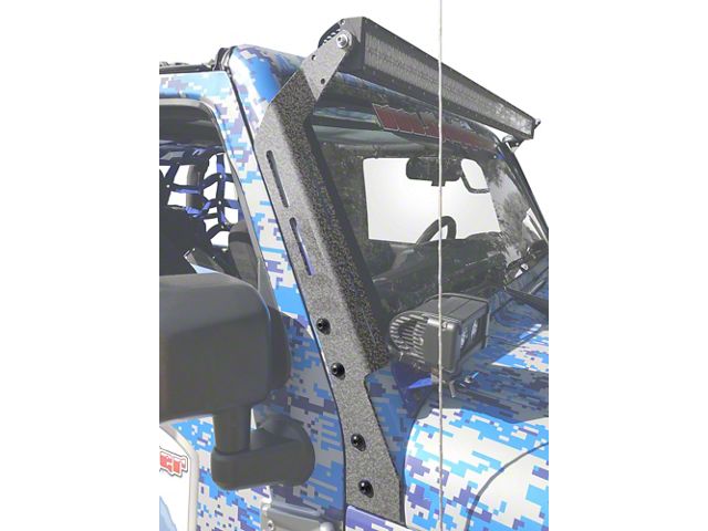 Steinjager A-Pillar LED Light Mount Brackets; Gray Hammertone (07-18 Jeep Wrangler JK)