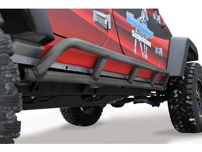 Steinjager Bare Metal Knuckles Rock Sliders; Bare Metal (07-18 Jeep Wrangler JK 4-Door)