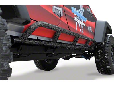 Steinjager Bare Metal Knuckles Rock Sliders; Texturized Black (07-18 Jeep Wrangler JK 4-Door)