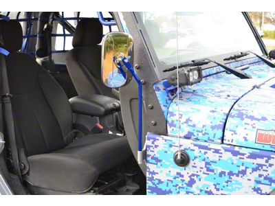 Steinjager Door Hinge Mounted Mirrors; Playboy Blue (07-18 Jeep Wrangler JK)