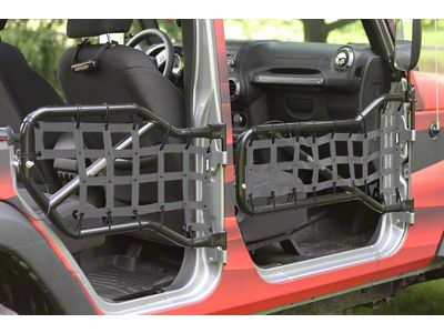 Steinjager Front and Rear Tube Door Cargo Net Covers; Gray (07-18 Jeep Wrangler JK 4-Door)