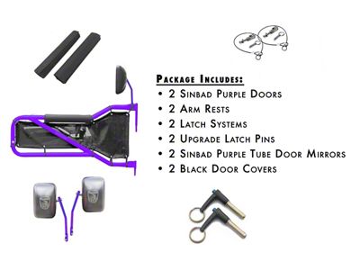 Steinjager Front Tube Doors; Sinbad Purple and Black Mesh (07-18 Jeep Wrangler JK)