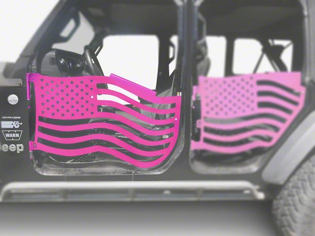 Steinjager Premium American Flag Front Trail Doors; Hot Pink (20-24 Jeep Gladiator JT)