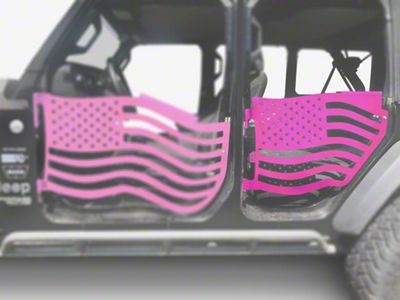 Steinjager Premium American Flag Rear Trail Doors; Hot Pink (20-24 Jeep Gladiator JT)