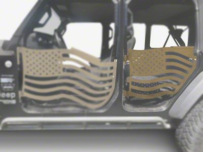 Steinjager Premium American Flag Rear Trail Doors; Military Beige (20-24 Jeep Gladiator JT)