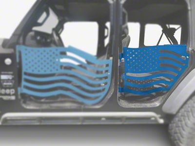 Steinjager Premium American Flag Rear Trail Doors; Playboy Blue (20-24 Jeep Gladiator JT)