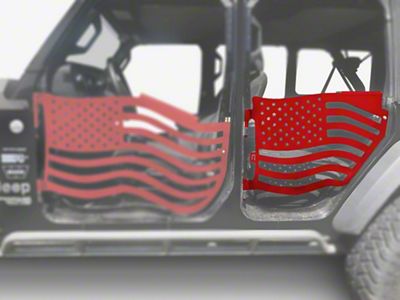 Steinjager Premium American Flag Rear Trail Doors; Red Baron (20-24 Jeep Gladiator JT)