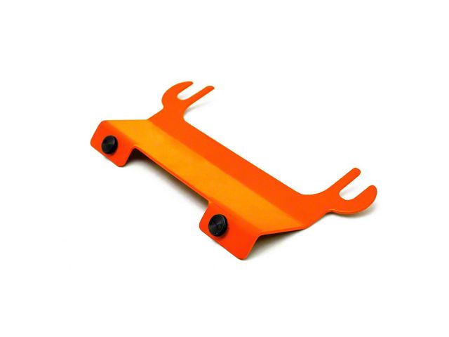 Steinjager License Plate Relocation Bracket for Steinjager Tube Bumper with Roller Fairlead; Fluorescent Orange (07-18 Jeep Wrangler JK)