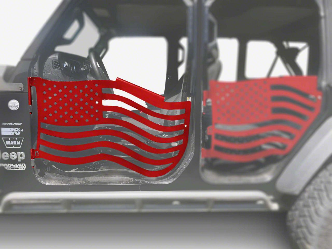 Steinjager Premium American Flag Front Trail Doors; Red Baron (18-24 Jeep  Wrangler JL)