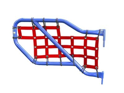 Steinjager Rear Tube Door Cargo Net Covers; Red (18-24 Jeep Wrangler JL 4-Door)