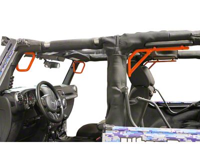 Steinjager Rigid Wire Form Front and Rear Grab Handles; Fluorescent Orange (07-18 Jeep Wrangler JK 2-Door)