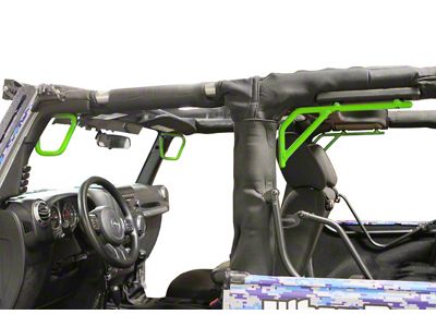 Steinjager Rigid Wire Form Front and Rear Grab Handles; Neon Green (07-18 Jeep Wrangler JK 2-Door)