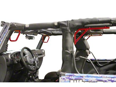 Steinjager Rigid Wire Form Front and Rear Grab Handles; Red Baron (07-18 Jeep Wrangler JK 2-Door)