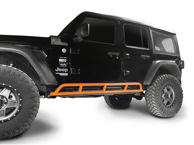 Steinjager Rock Sliders; Fluorescent Orange (18-24 Jeep Wrangler JL 4-Door)