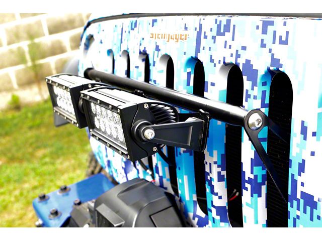 Steinjager LED Light Bar Grille Mounting Brackets; Black (07-18 Jeep Wrangler JK)