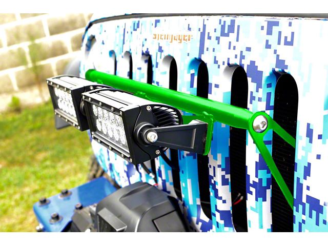 Steinjager LED Light Bar Grille Mounting Brackets; Neon Green (07-18 Jeep Wrangler JK)