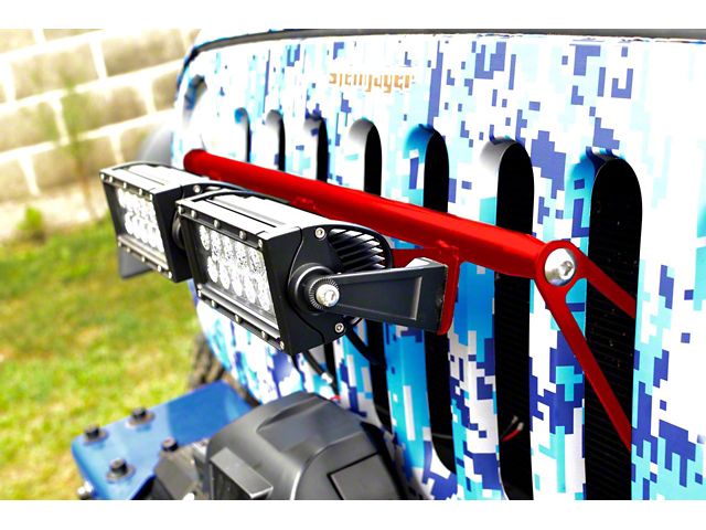 Steinjager LED Light Bar Grille Mounting Brackets; Red Baron (07-18 Jeep Wrangler JK)