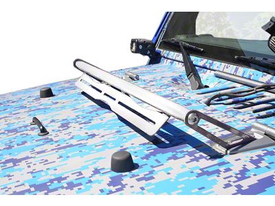 Steinjager LED Light Bar Hood Hinge Mounting Brackets; Cloud White (07-18 Jeep Wrangler JK)